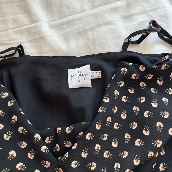 Black floral slip midi cowl neck dress - Picture 4 of 4